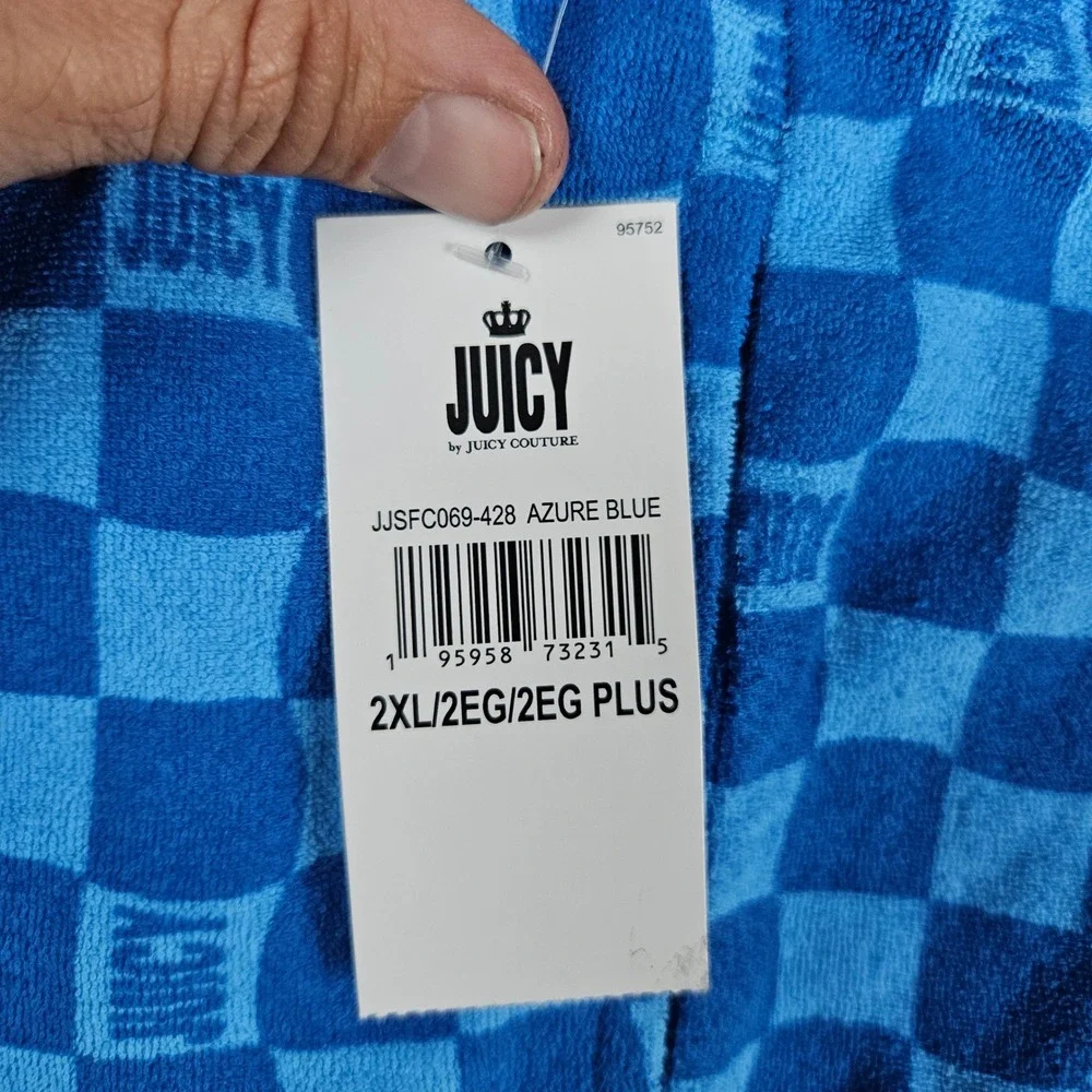 Juicy Couture Blue Checkerboard Terry Cloth Lounge Shorts‎ 2XL Plus